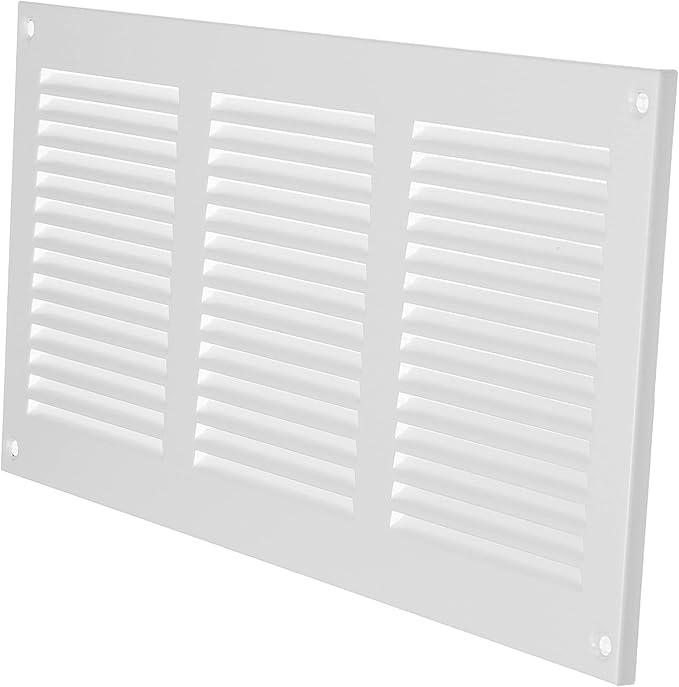 Repa Market 12x6 Inch Air Vent Cover/White Galvanized Steel Louvered Grill Cover with Mesh Screen/Wall or Ceiling Vent/Durable Flush Mount HVAC Register for Indoor and Outdoor Ventilation