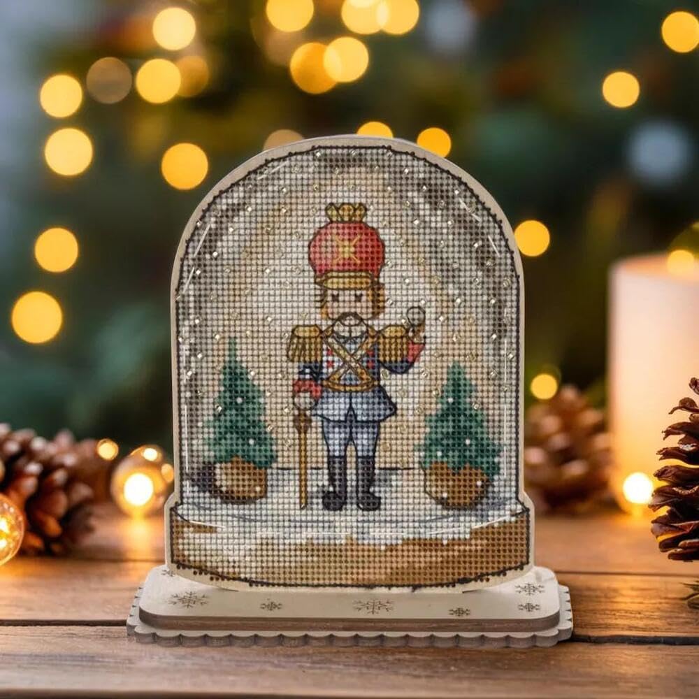 Wizardi Christmas Soldier Cross-Stitch kit on Wood FLW-048 Wonderland Crafts
