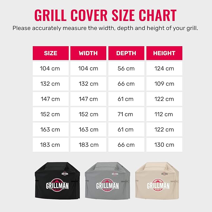 Grillman Grill Cover, BBQ Outdoor Grill Covers, Charcoal, Gas Grills, Waterproof, Rip-Proof, Weather-Resistant, Anti-UV, Barbecue Cover for Weber, Genesis, Charbroil, Nexgrill, etc (Gray, 58 Inch)
