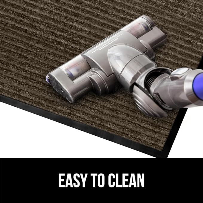 GORILLA GRIP Waterproof Traffic Guard Door Mat, 47x35, Heavy Duty Entryway Mats, Strong Rubber Back Commercial Utility Rugs for Office Hallway, Garage Floor and Home, Low Profile Carpet Runner, Brown