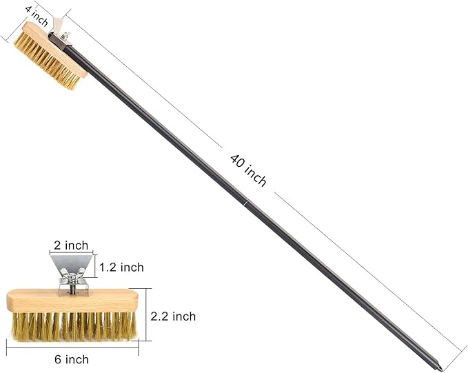 Pizza Oven Brush with Scraper Brass Bristles Pizza Brush for Pizza Oven 40.5”Pizza Stone Brush…