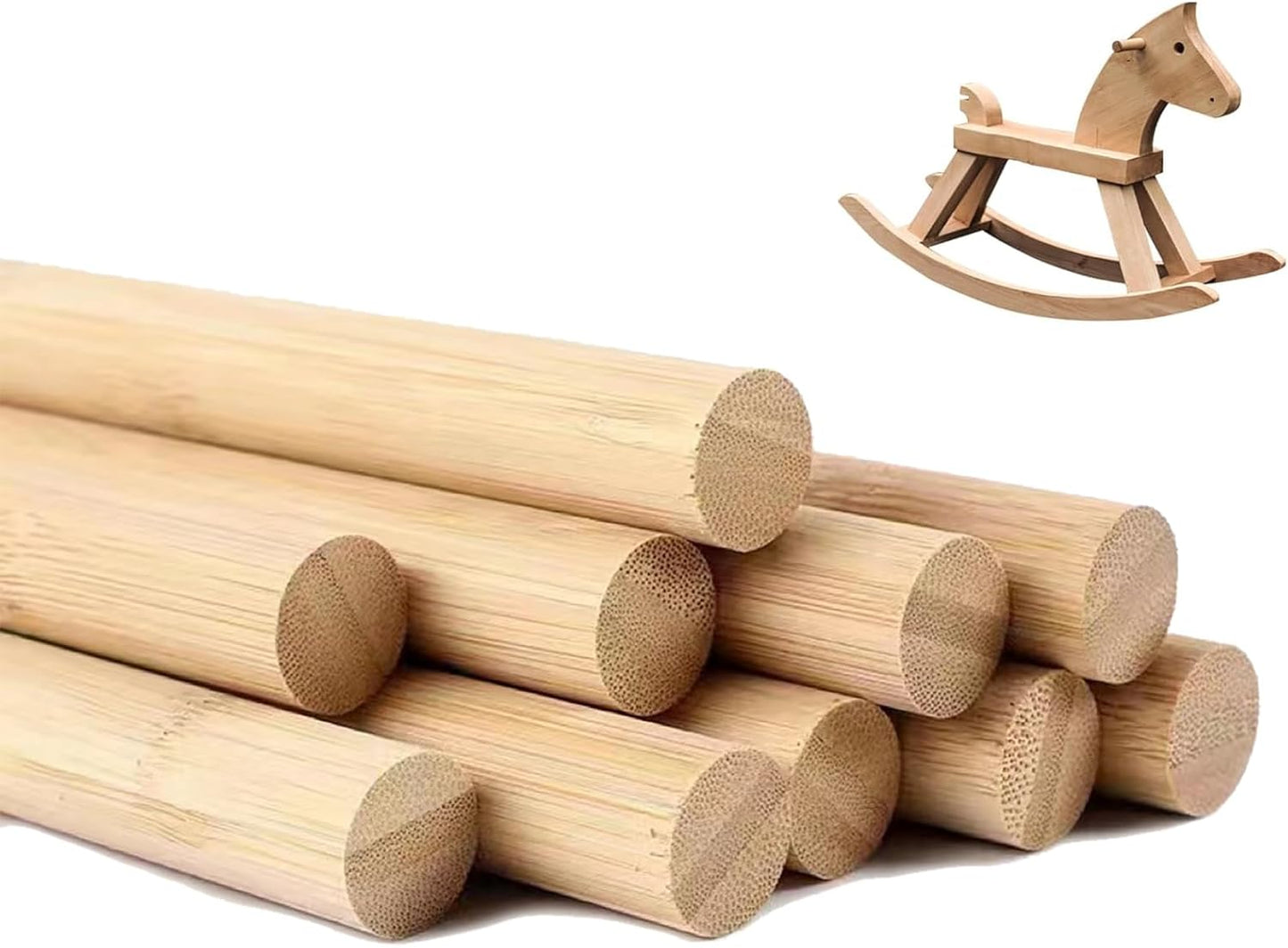 1/2 x 17.5 Inch 10 PCS Dowel Rods Wood Sticks Wooden Dowel Rods - Unfinished Bamboo Sticks - for Crafts and DIYers