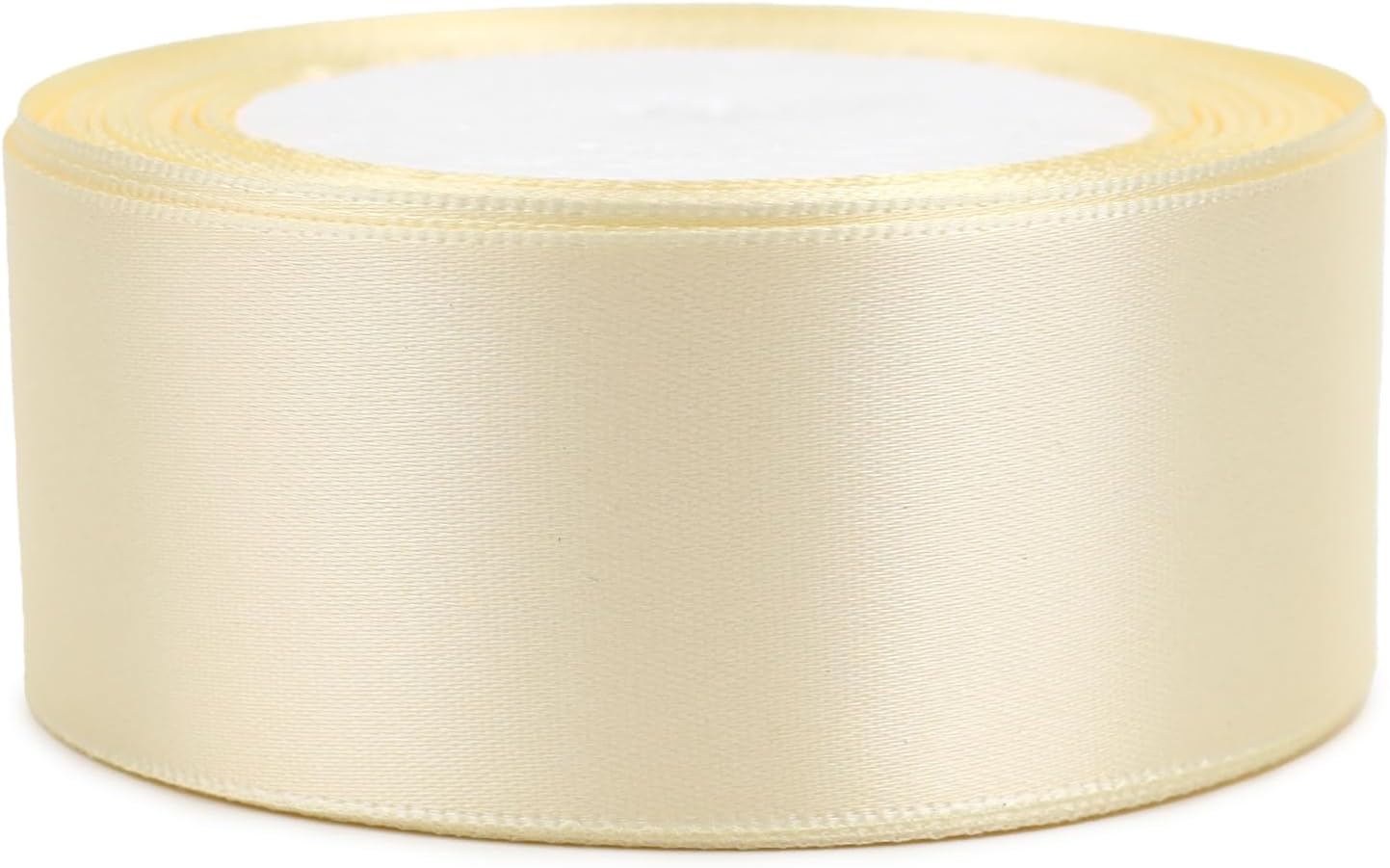 Rice White Solid Satin Ribbon 1-1/2 Inch 25 Yards Solid Polyester Fabric Ribbon for Gift Wrapping Wedding Christmas Baby Shower Birthday Party Decoration Handmade Immortal Flower Craft