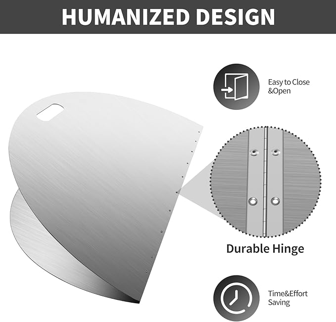 RYFT Fire Pit Lid Round, 40 Inch, 304 Stainless Steel Foldable Cover with Edge Built-in Handle Design, Suitable for Any Round Patio Fire Pits