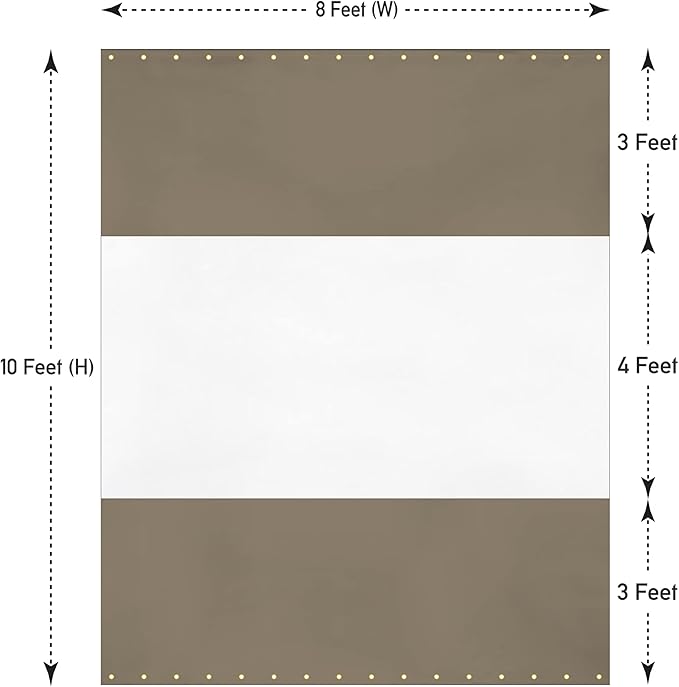 Covers & all Outdoor Clear Panel Curtain, 12 oz Vinyl Outdor Curtains for Patio, Waterproof & Weather Resistant Tarp with Brass Grommets for Pergola, Porch, Gazebos, Balcony (10’ H x 8’ W Feet, Beige)