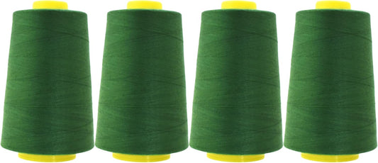 Mandala Crafts 4 Pack of Serger Threads Cones Spools - 40S/2 24000 Yards Polyester Hunter Green Threads for Sergers Machine and Overlock Quilting Sewing Machine
