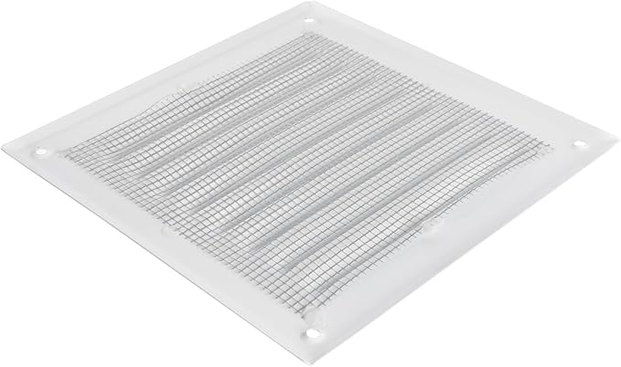 Square Ventilation Grille / 5" x 5" Inch Inside Measurement/White Metal Air Vent Louver - Inside/Outside use / 6.5" x 6.5" Inch Outer Measurement