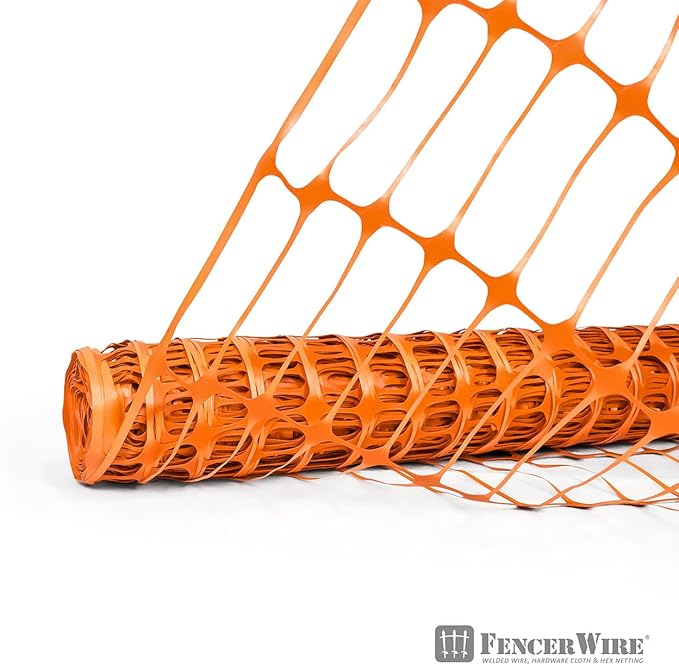 Fencer Wire 4 ft. Safety Fence, 100 ft. Orange Plastic Fencing Roll for Construction, Pet and Event Fencing, 4 cm x 10 cm Mesh