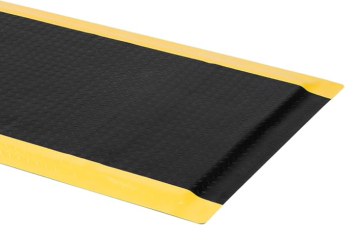 3 x 7 FT Anti Fatigue Mats Industrial 15/16 Inch Thick Soft Sponge Ergonomic Mat Durable Heavy Duty Diamond Plate Work Mat for Standing Non Slip Industrial Grade Floor Mat for Leg & Back Pain