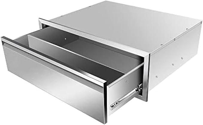 Flush Mount Stainless Steel Double Drawers with Recessed Handles for Outdoor Kitchens Or BBQ Island,-30W X 10H X 23D Inch