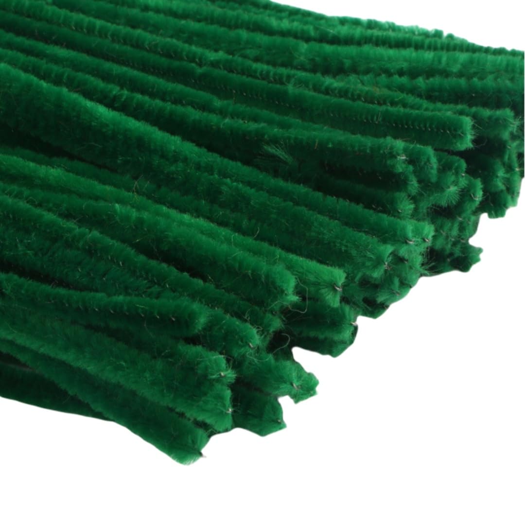 100 Pieces Pipe Cleaners Chenille Stem, Green Pipe Cleaners Set for Pipe Cleaners Christmas Tree DIY Arts Crafts Decorations, Chenille Stems Pipe Cleaners (Dark Green)