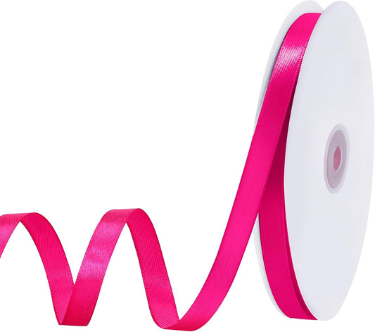 120 Yards Hot Pink Ribbon 3/8 Inch Thin Pink Satin Ribbon for Christmas Gift Wrapping Wedding Bride Bracelet Hair Bows DIY Crafts Bags Balloon String