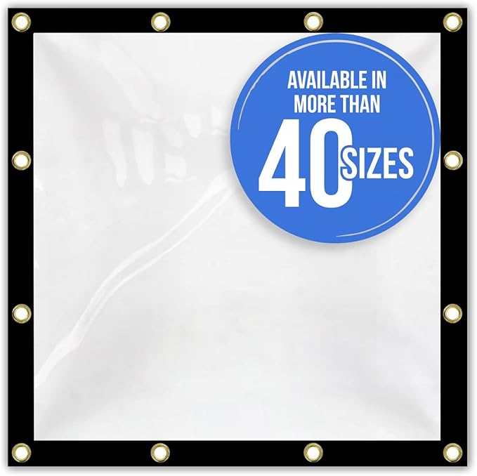 Covers & all Clear Tarp Heavy Duty Waterproof, 20mil Clear Tarp with Grommets, Outdoor Tarp for Patio Covers, Porch Screens, Greenhouses, Chicken Coop (6' H x 15' W Feet), Indoor or Outdoor Use