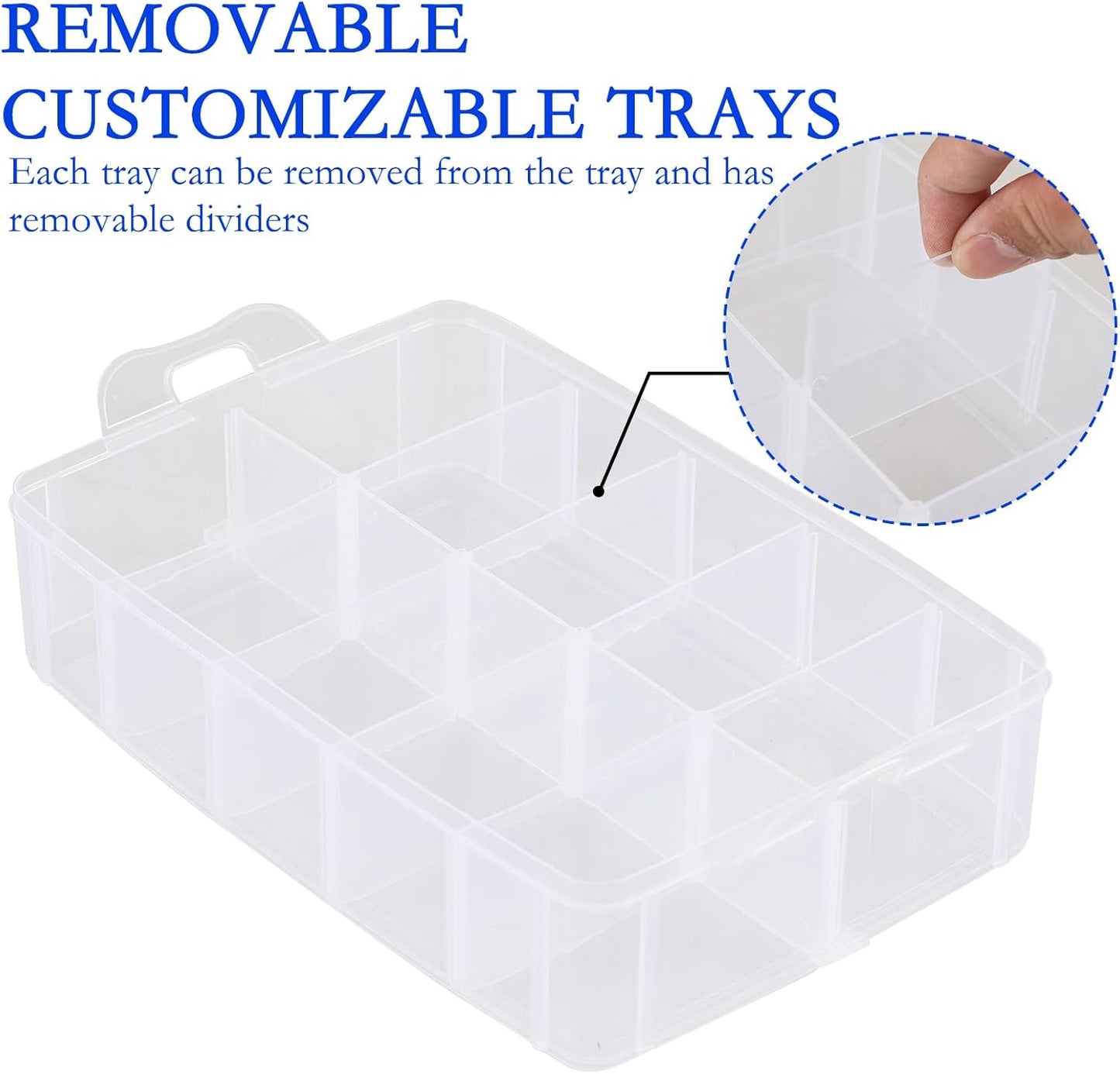 30 Grids Clear Plastic Organizer Box with Dividers, 3 Tier Stackable Compartment Storage Container for Crafts, Art DIY, Jewelry