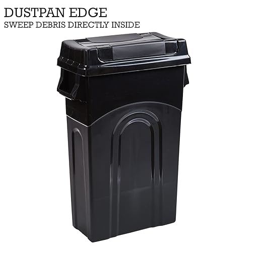 United Solutions Highboy Waste Container with Swing Lid, 23 Gallon, Space Saving Slim Profile and Easy Bag Removal, Handles for Easy Carrying, Indoor/Outdoor Use, Black, 1-Pack.