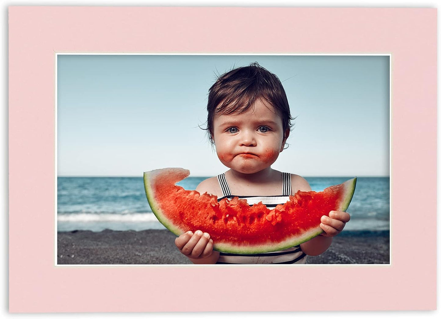 5.5x8.5 Mat for 8.5x11 Frame - Precut Mat Board Acid-Free Soft Pink 5.5x8.5 Photo Matte for a 8.5x11 Picture Frame, Matboard for Family Photos, Show Kits, Art, Picture Framing, Pack of 100 Mats