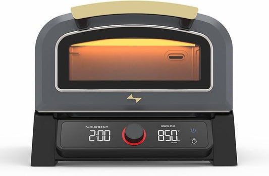 Current Model P Smart Electric Pizza Oven, 12-Inch, 850°F Max, 8 Cooking Modes, App Connectivity for Temperature Monitoring & Custom Cooking Times, Compact for Indoor & Outdoor Use, Dark Gray