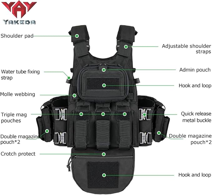 YAKEDA Tactical Outdoor Training Vest - Molle Vest With Multi-Functional Pouches For Training, Hunting & Hiking
