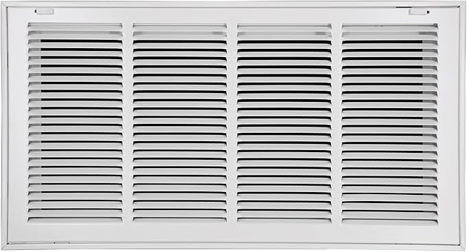 24"W x 12"H [Duct Opening Size] Steel Return Air Filter Grille - Removable Face/Door for 1 inch Filters -HVAC Vent Cover Grill - White [Outer Dimensions: 26 5/8"W X 14 5/8"H]