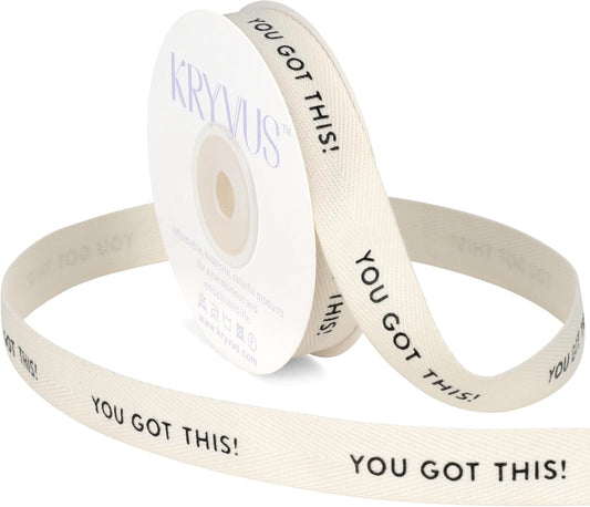 You Got This Ribbon - 5/8 Inch x 12 Yards Natural Twill Tape Ribbon, Cotton Herringbone Ribbons for Gift Wrapping, Birthdays, Weddings, Christmas, Anniversaries, Valentine's Day, Mother's Day