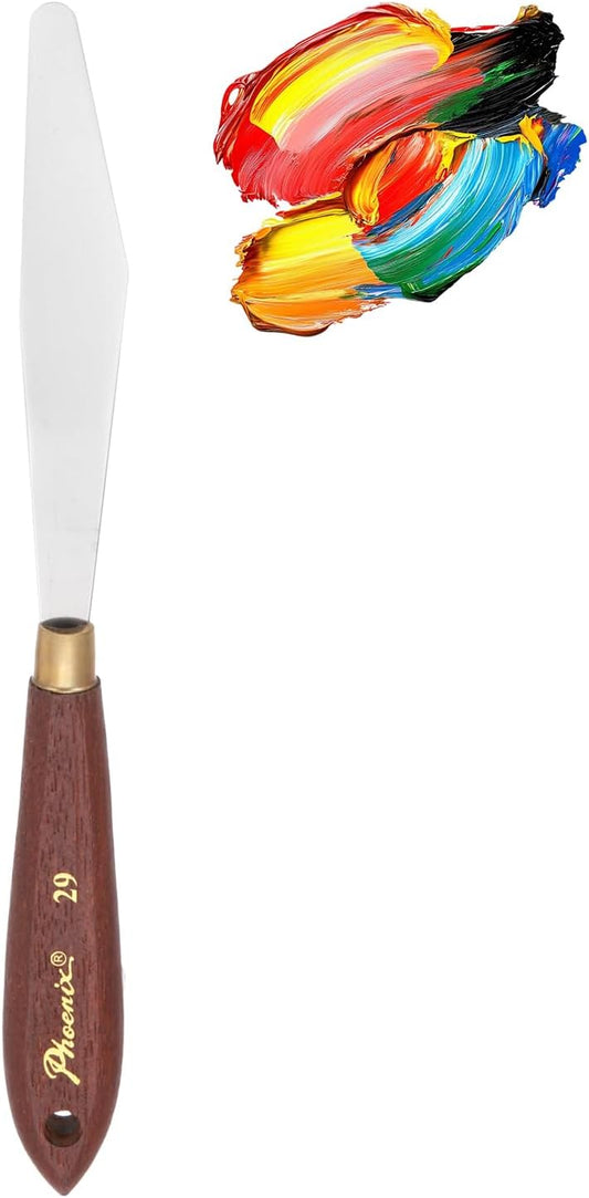 MECCANIXITY Pack of 1 Palette Knife No.29, 8.5" Long Palette Knives with Stainless Steel Flexible Spatula Pallet Knife and Wood Handle for Scraping, Mixing, Oil Acrylic Painting Canvas