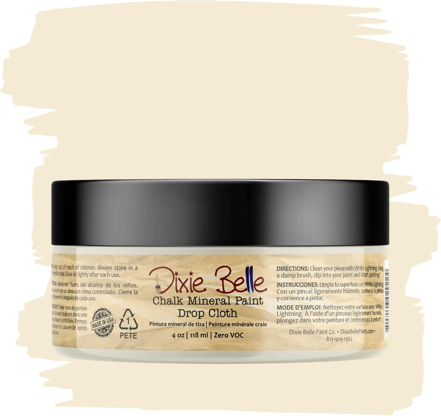 Dixie Belle Paint Company Chalk Finish Furniture Paint - Drop Cloth (4oz) - Matte Linen White Chic Chalk Mineral DIY Furniture Paint