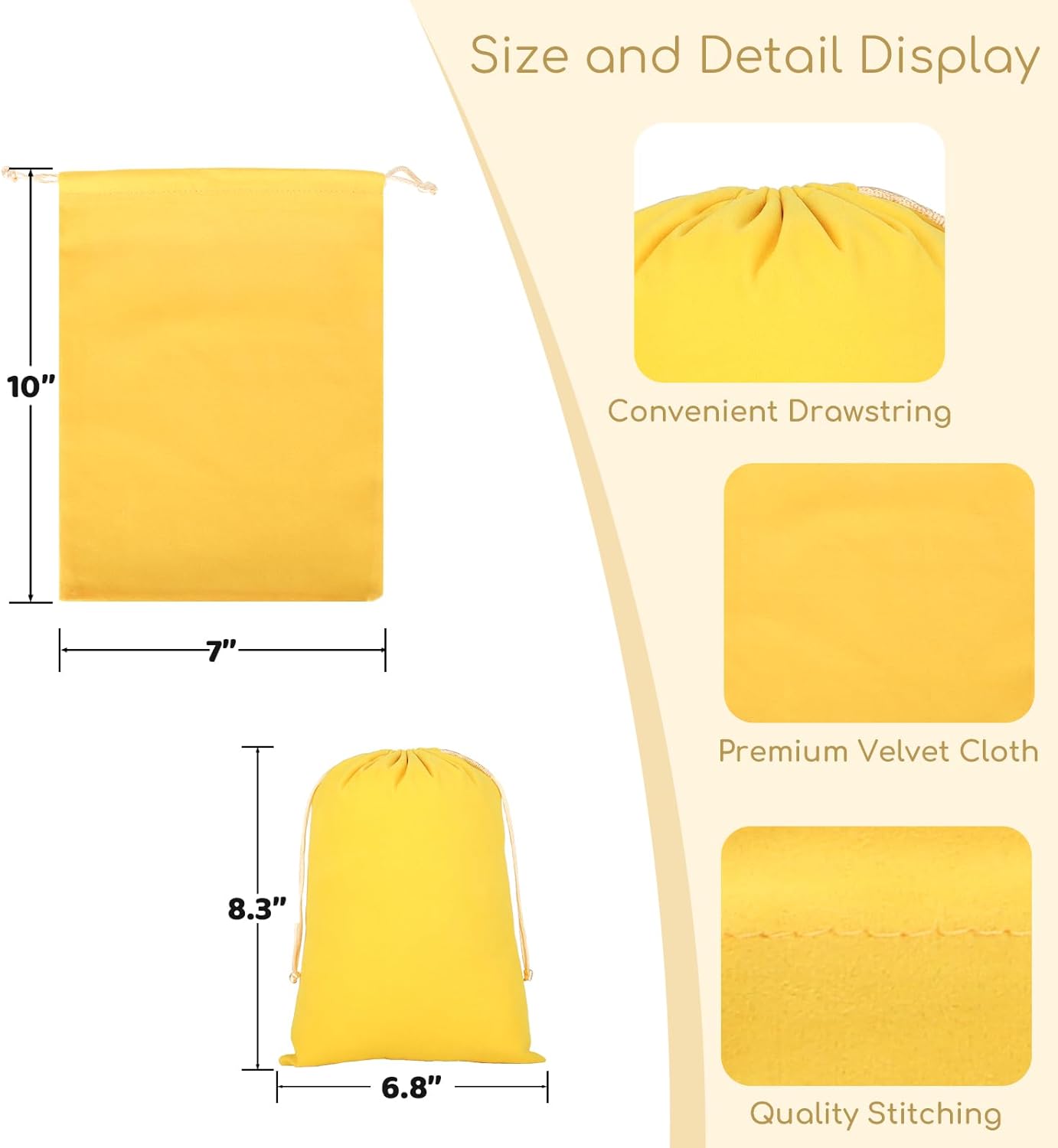 Velvet Drawstring Jewelry Bag, 50Pcs Yellow Dice Bag, 7x10, Or Wrapping Halloween Party Favors, Small Bussiness, Toys, Board Game