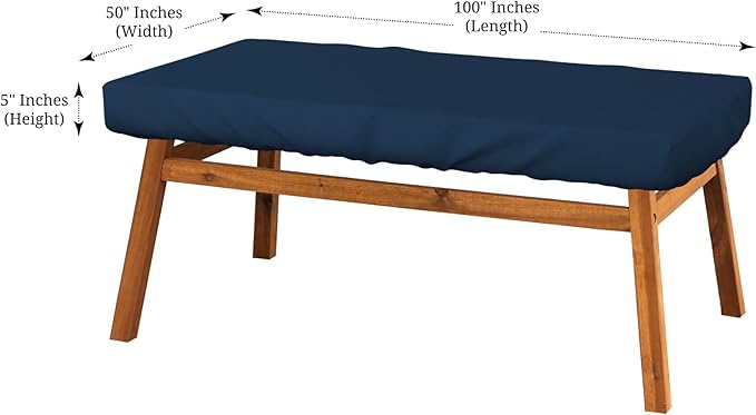 Covers & All Rectangle Table Top Cover, 12 Oz Waterproof UV & Weather Resistant Patio Table Cover, Outdoor Table Cover for Patio Furniture (100" L x 50" W x 5" H, Blue)