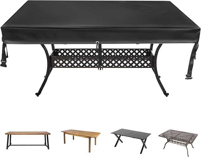 TOHONFOO Rectangular Patio Table Cover - Waterproof Anti-UV Outdoor Table Cover - Outdoor Patio Furniture Cover 90" L x 40" W x 6" H