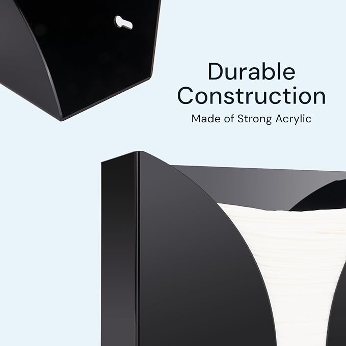 Black Paper Towel Holder Countertop Dispenser - Acrylic Rectangular Hand Towel Tray & Tissue Box Cover - Bathroom Accessories, C-Fold, Z-Fold & Multifold Napkin Organizer & Storage