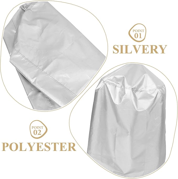 Mikikit Polyester Outdoor Grill Cover BBQ Barbecue Protective Cover with Drawstring Heavy Duty Round Grill Dustproof Shield for Patio Cooking