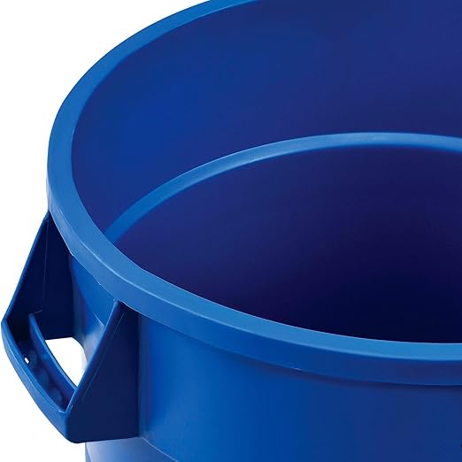 Global Industrial Commercial Round Trash Can, 32 Gallon Capacity, Plastic Garbage Can, Indoor and Outdoor Utility Trash Can, Blue, 21-3/4"W x 27-1/2"H, No Lid