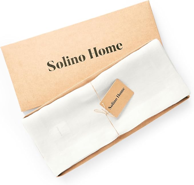 Solino Home Linen White Table Runner 120 Inches Long - 100% Pure Linen 16 x 120 Inch Table Runner for Dining, Valentines, Spring, Easter - Sonoma