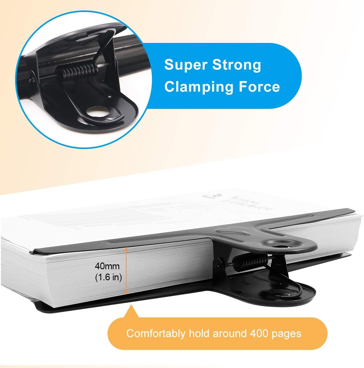 Coideal Extra Large Bulldog Clips Black, 2 Pcs Heavy-Duty Jumbo Bull Clips 30cm XXL Stainless Steel Paper Clip Clamps (11 4/5 Inch)