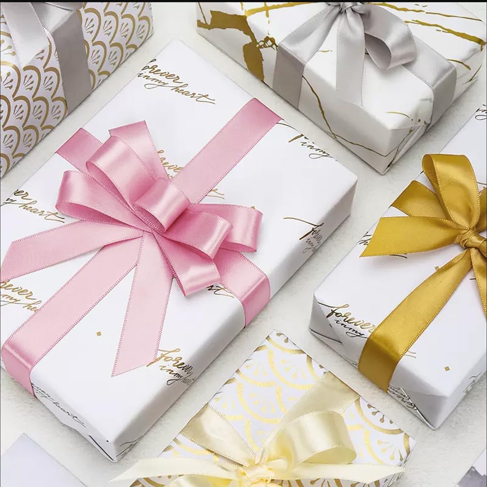 3/8" x 25 Yards Satin Ribbon, Yellow Silk Ribbon Ideal for Gift Wrapping, Floral Bouquets, Crafts, Wedding Party Decorations, Christmas and Sewing Projects