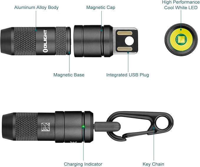 OLIGHT IMINI 2 EDC Rechargeable Keychain Flashlight, 50 Lumens Compact and Portable Mini LED Keyring Lights with Built-in Battery Ideal for Everyday Carry and Emergencies (OD Green)