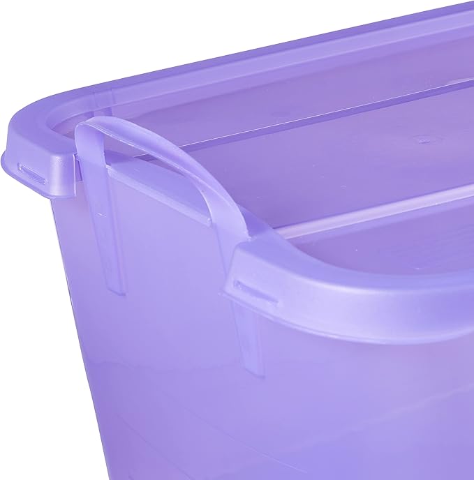 Life Story 6 Pack Light Duty Stackable Storage Bin, 55 Quart Home Organizer, Versatile Lightweight Locking Bins with Carrying Handles, Purple