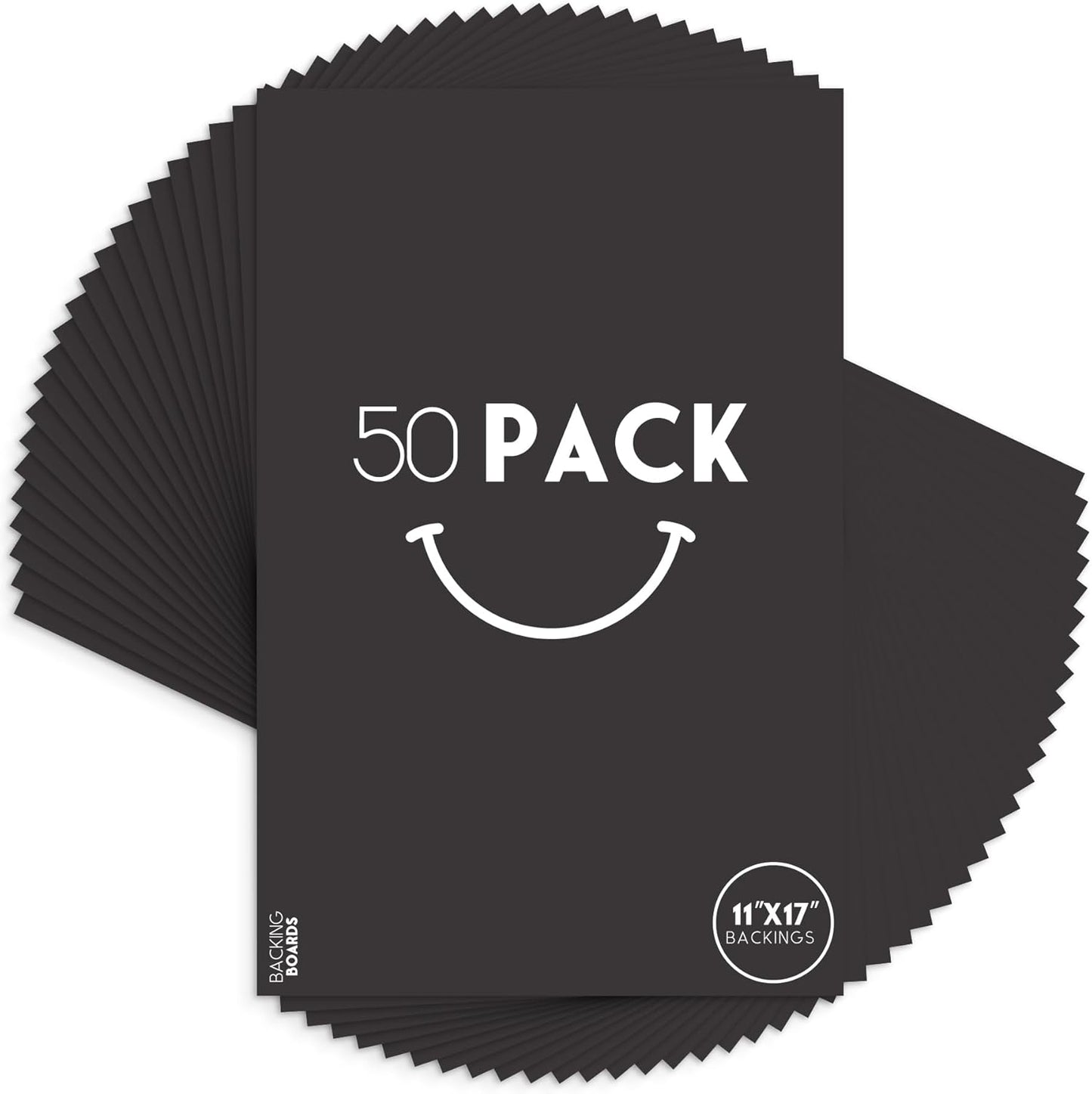 Golden State Art, 11x17 Uncut Photo Mat Matboard - Black Uncut Mats for DIY Projects, Presentation Boards, Art Crafts, Prints (50 Pack)