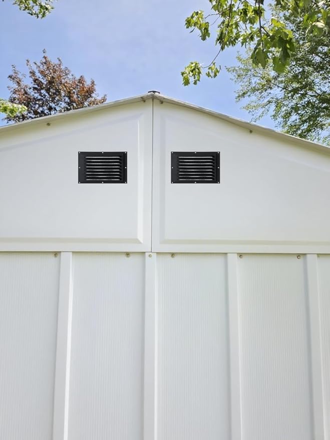 2pcs Attic Vent Soffit Vent Aluminum Wall Vent Metal Shed Vent Square Vent Louver Vent Grille with Built-in Insect Screen for Exterior Door House Attic Garage Ceiling (Black 12" x 8"-2 Pack)