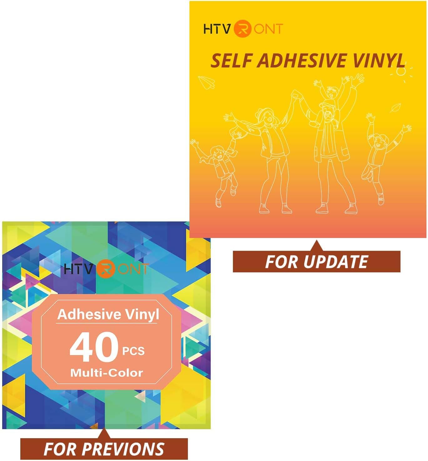 HTVRONT Permanent Adhesive Vinyl Sheets for Cutting Machine, 40 Sheets 12" x 12" Permanent Vinyl Bundle for Cups, Decals, Craft Projects