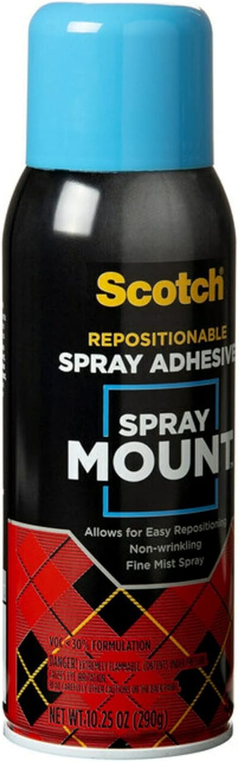 Scotch Spray Mount Repositionable Adhesive, 10.25 oz – Removable/Restickable Spray Glue for Layouts, Mock-Ups, Photos & Crafts (Acid-Free, Clear Drying)