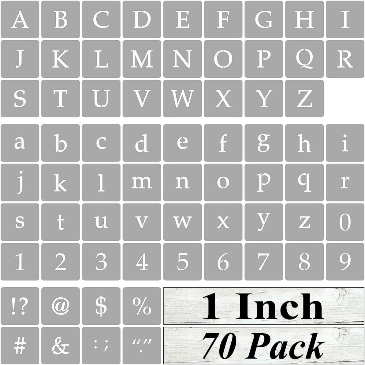 1 Inch Alphabet Letter Stencils for Painting - 70 Pack Letter and Number Stencil Templates with Signs for Painting on Wood, Reusable Alphabet and Numbers Stencils for Chalkboard Wood Signs & Wall Art