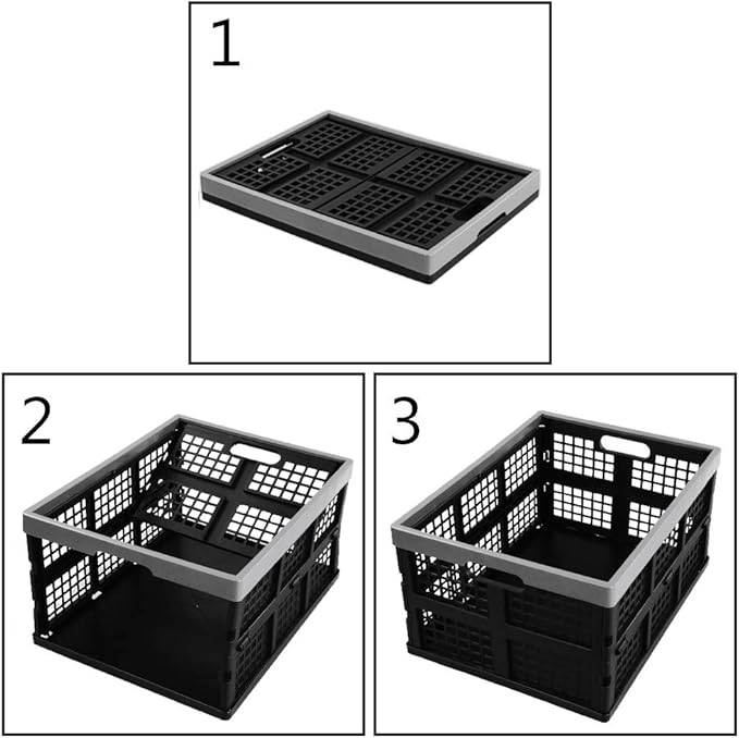 Jekiyo 34-Liter Folding Crates Storage, Collapsible Container Plastic, Set of 3