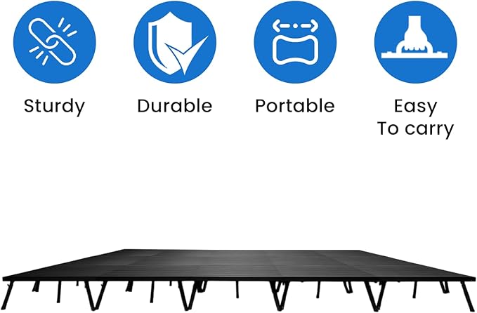 12’x20' MYSTAGE 15 Stage Platform - Portable, Folding Lightweight Aluminum Performance Deck with Adjustable Height 17"-28" - US Patented Design