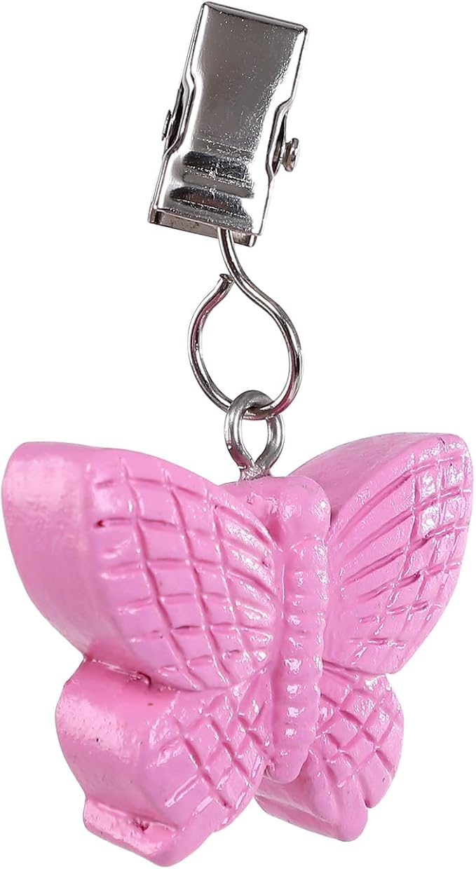 TwoFish Home Set of 4 Pink Butterfly Tablecloth Weights Clips Pink Butterfly Handicraft Tablecloth Clamps Pack of 4