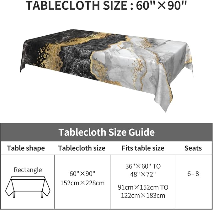Worltoldb Marble Print Tablecloths Polyester Table Cloth for Kitchen Dinning Table Modern Washable Table Cover for Parties Wedding Picnic