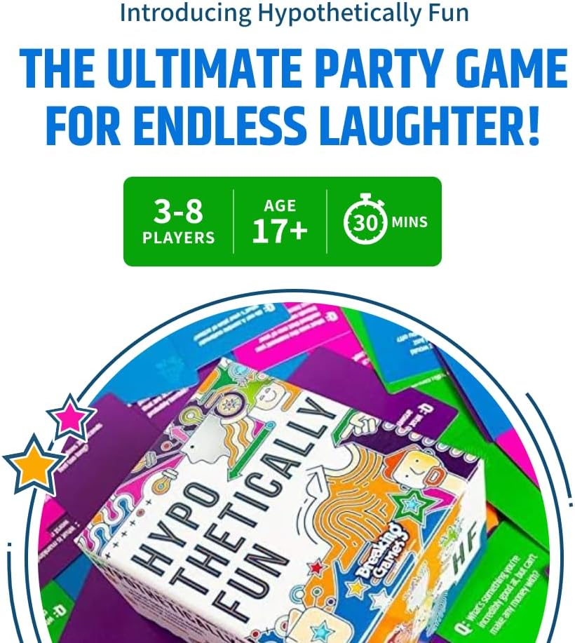 Hypothetically Fun - an Icebreaker Card Game, 350 Thought-Provoking Questions for Deeper Connections & Endless Laughs - Perfect for Game Night & Gatherings, Ages 14+