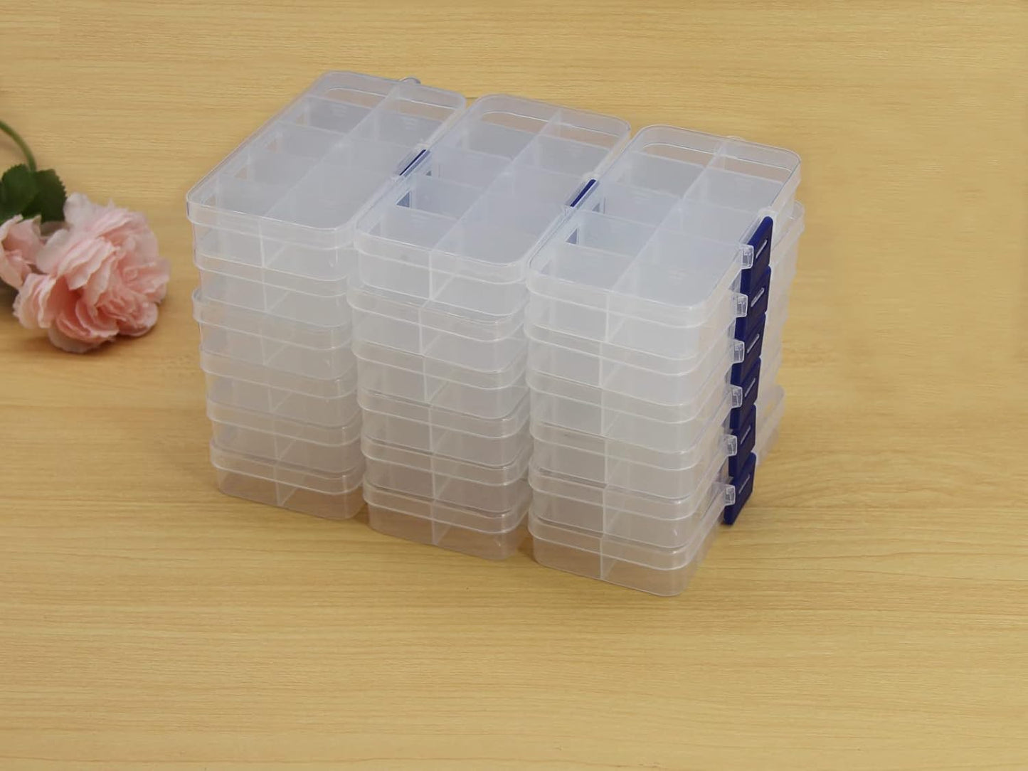 20 packs Plastic Organizer Box 10 Grids Clear Storage Container Jewelry Case with Fixed Dividers for Beads Art DIY Crafts Jewelry Fishing Tackles (20pcs 10 Grids Box)