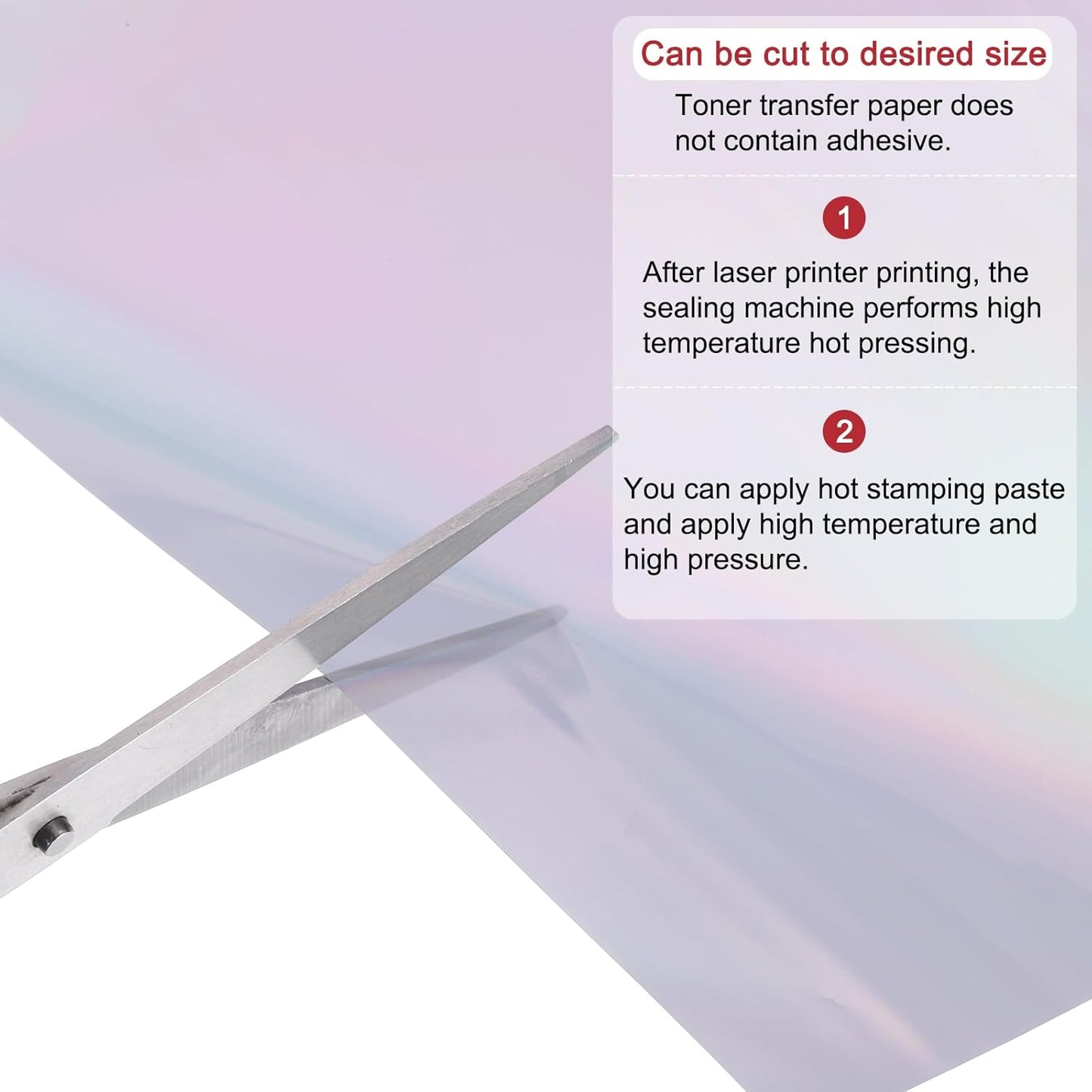 MECCANIXITY 50 Pack Toner Reactive Foil ,Deco Foil Transfer Sheets 8.5"x11" A4 Hot Foil Paper for Laser Printer Scrapbooking Heat Transfer DIY Craft,Laser Silver