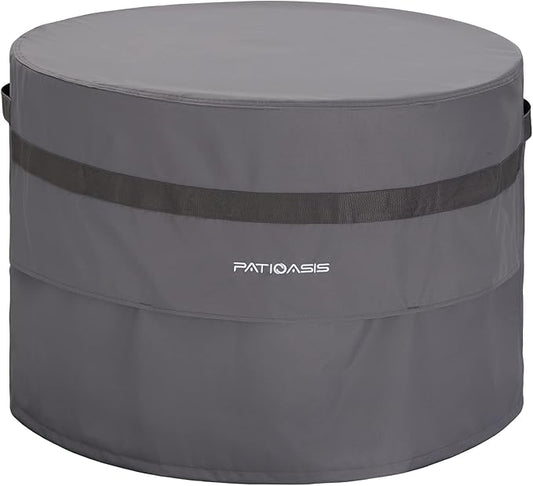 Smokeless Fire Pit Cover For Solo Bonfire Cover 28 Inch Grey Fire Bowl Cover Waterproof 600D Oxford Fireplace Covers Outdoor Fits for Solo Yukon Covers